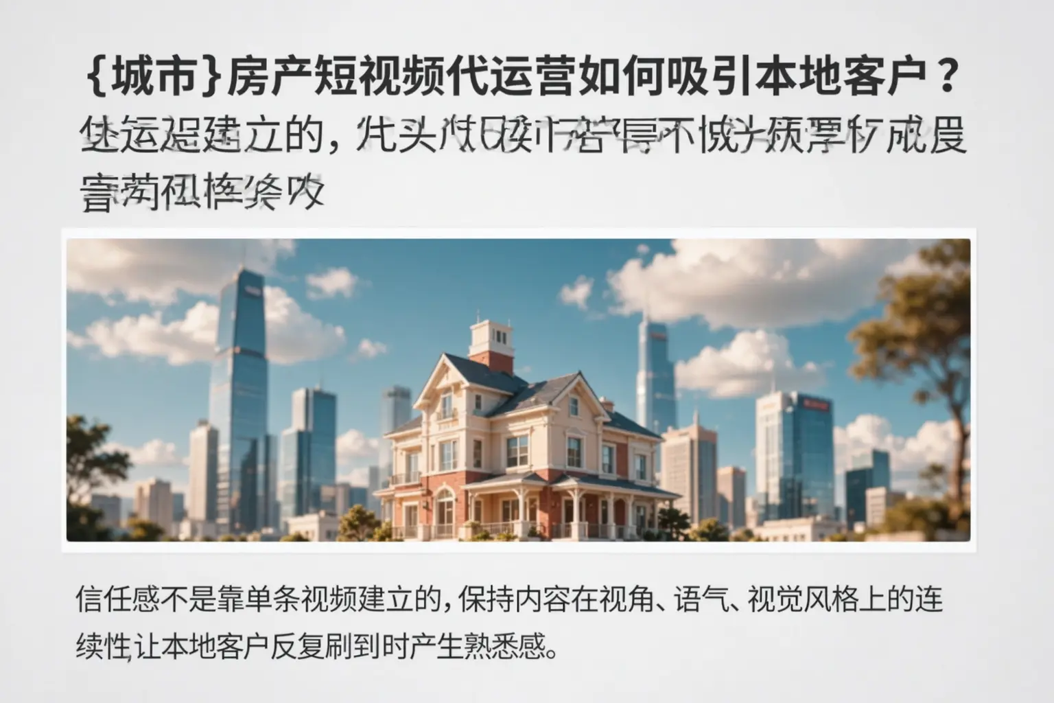 定州房产短视频代运营如何吸引本地客户?